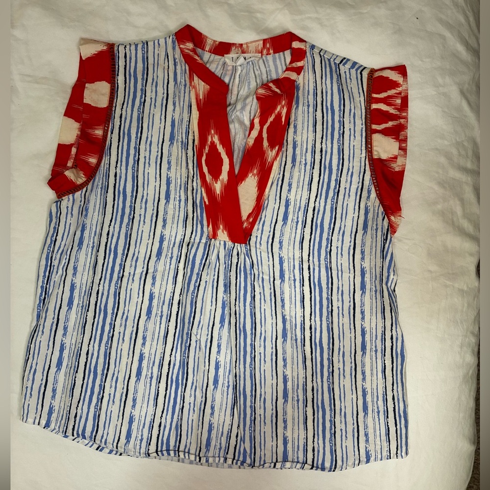 THML Orange and Blue Patterned Blouse